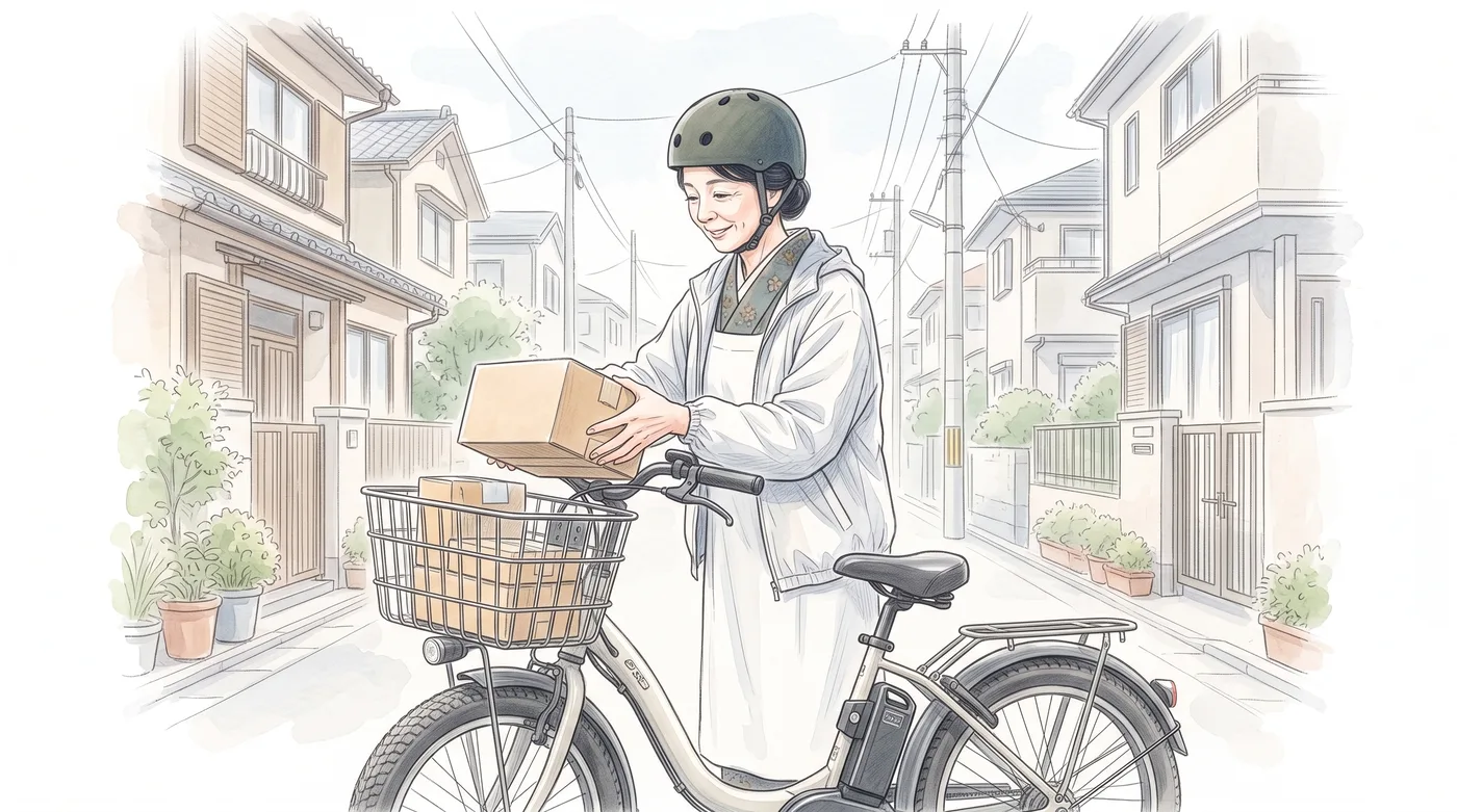 電動自転車で、ご近所へ配達