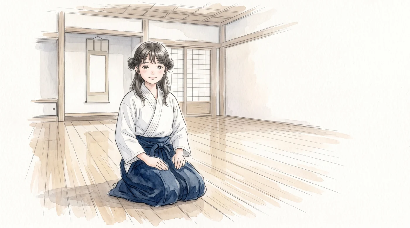 道場で、手合わせの相手を待つ