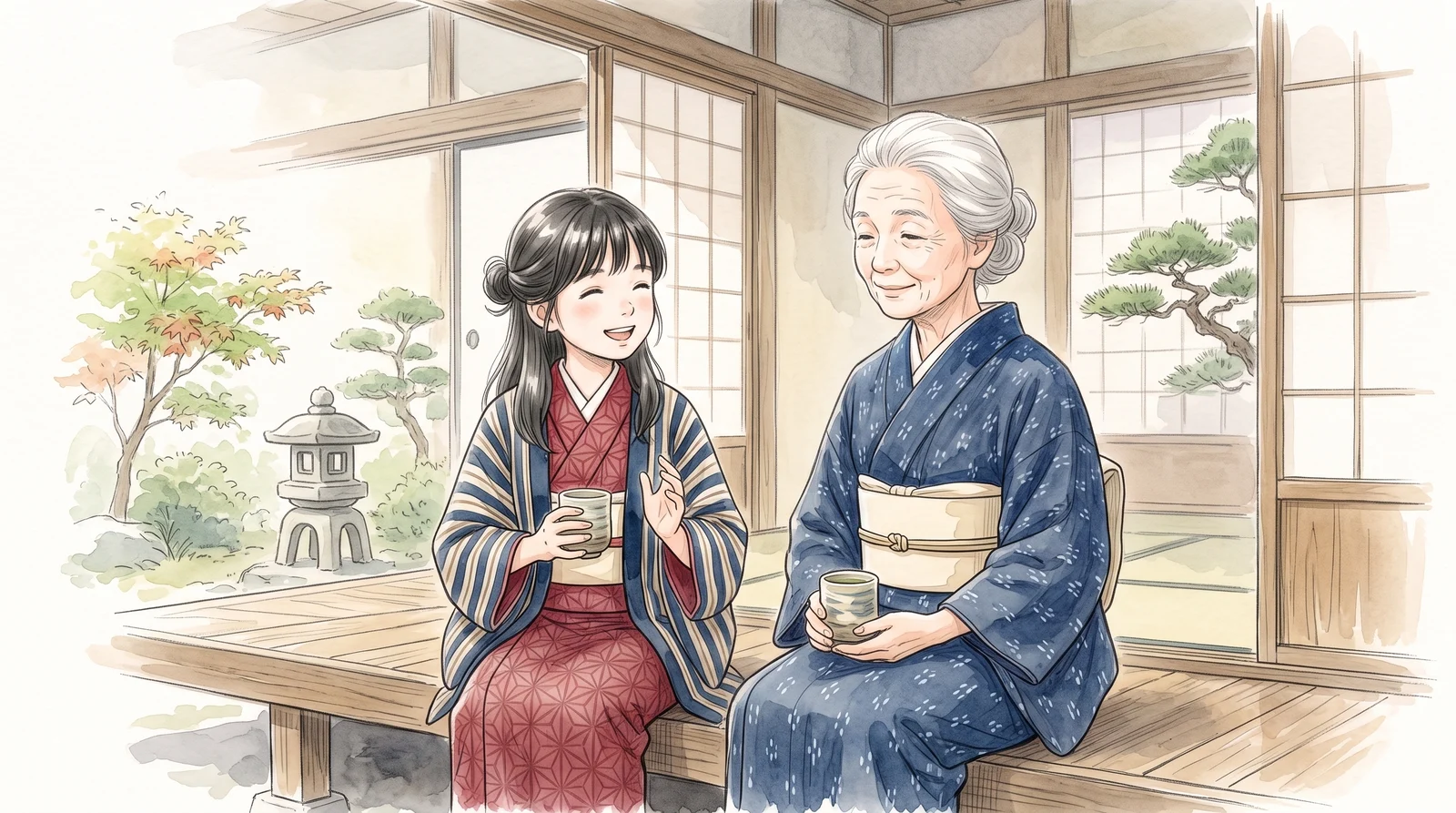 縁側で、凪の話を聞く