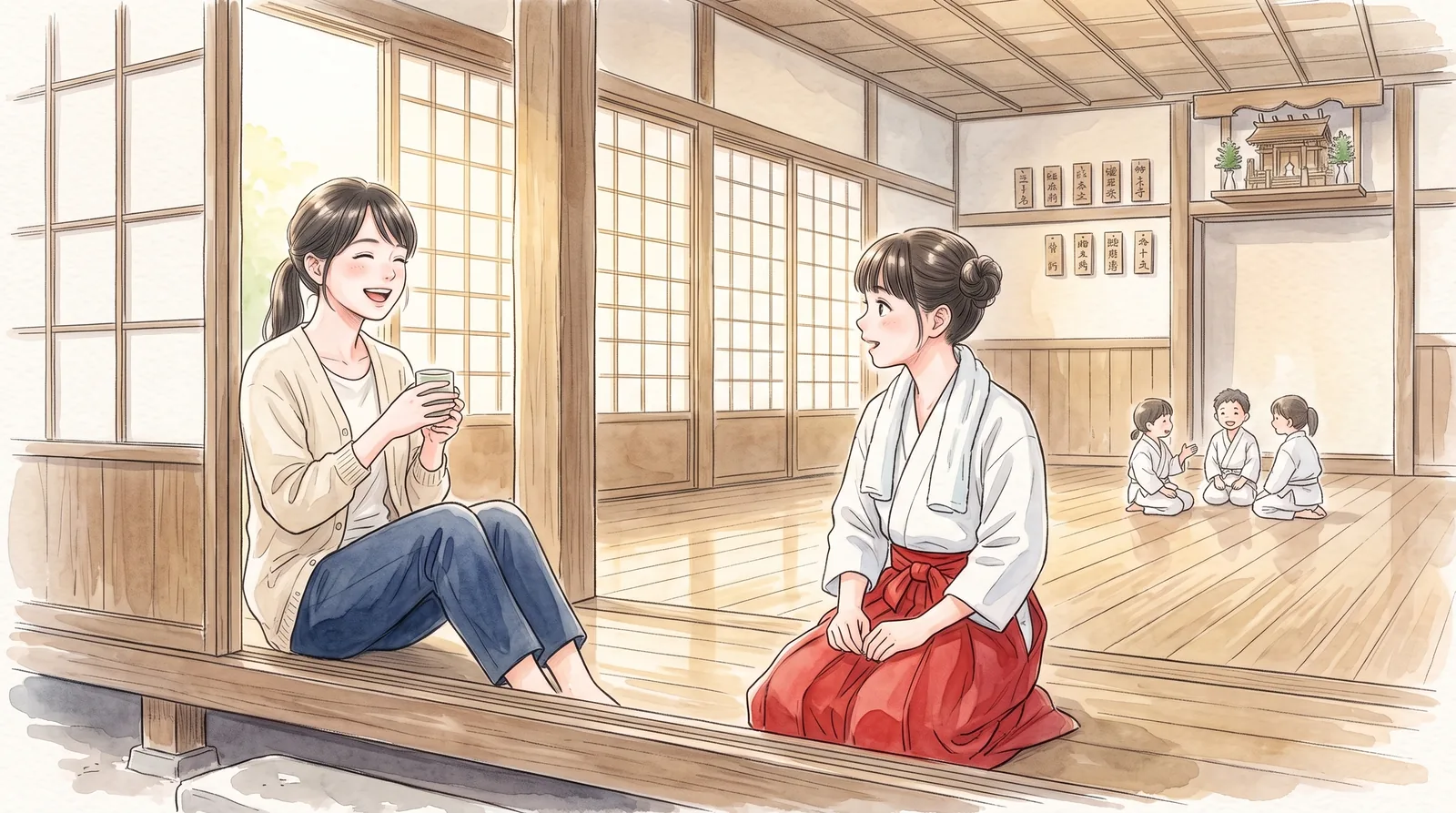 休みの日、道場の稽古を見学に